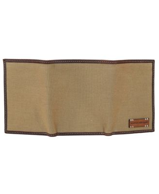 Men's Canvas with Leather Trim Trifold Wallet