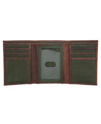 Men's Canvas with Leather Trim Trifold Wallet