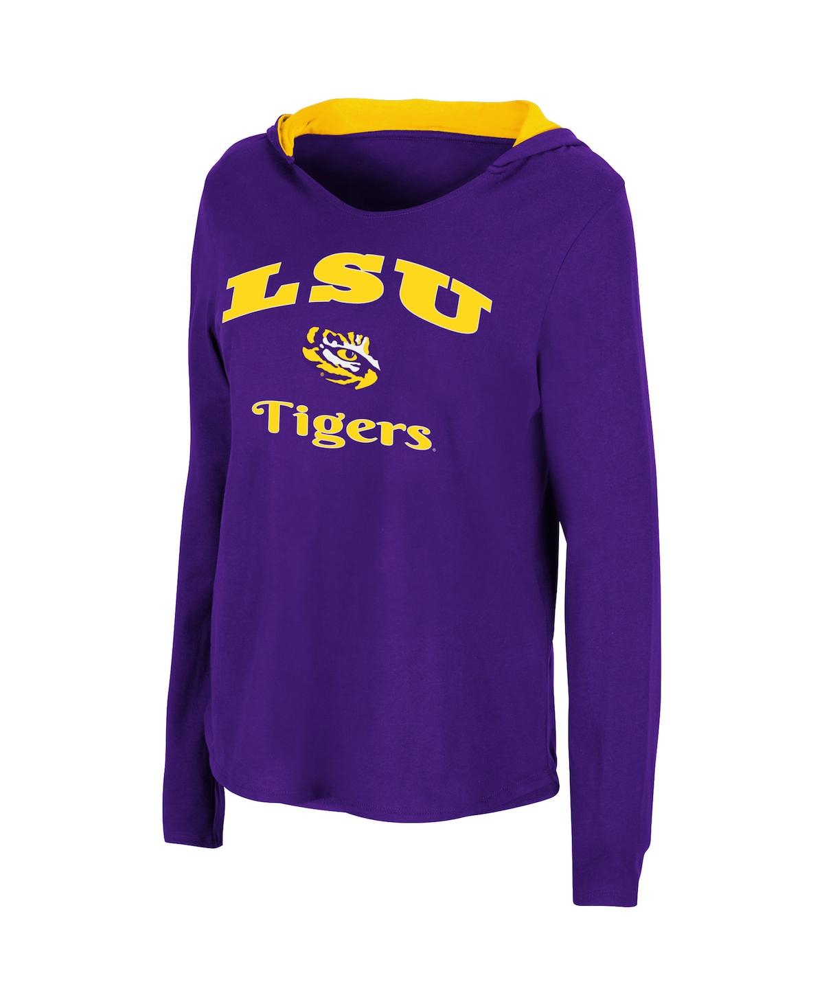 Colosseum Purple Lsu Tigers Catalina Hoodie Long Sleeve T-shirt In Purple