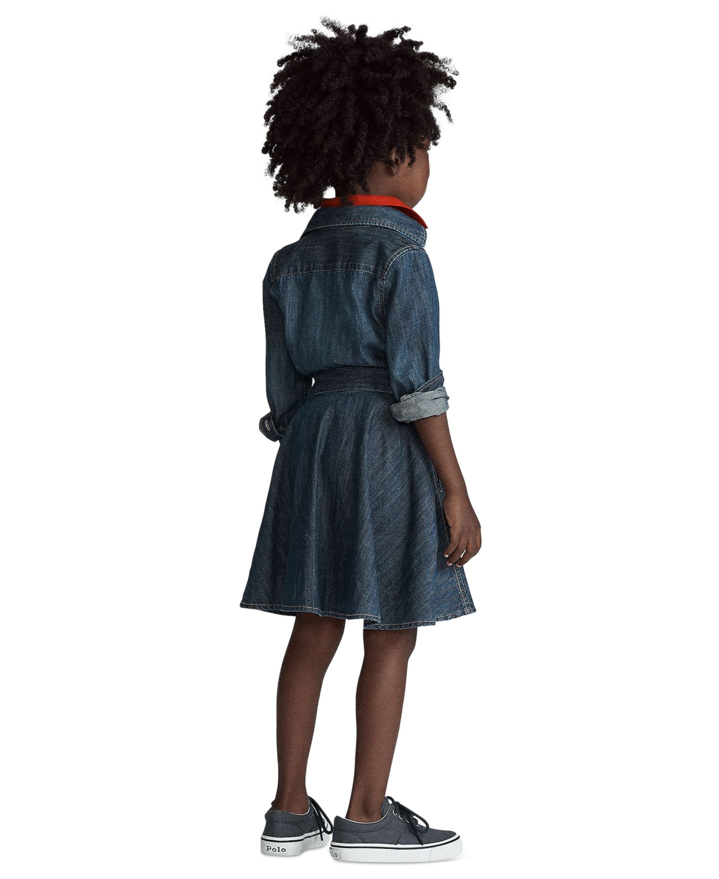 Платье Polo Ralph Lauren Belted Cotton Chino Shirtdress для девочек, цвет: Индиго — фото 2