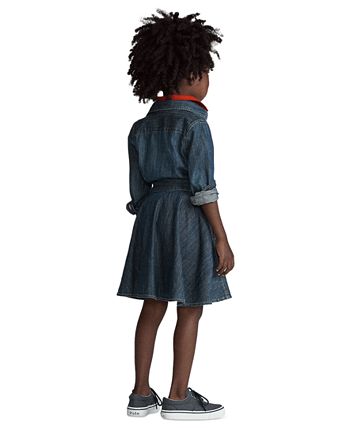 Polo Ralph Lauren Toddler and Little Girls Belted Chino Cotton Shirtdress - Classic Khaki - Size 2