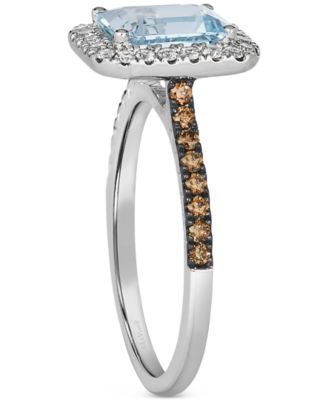 Sea Blue Aquamarine (1-1/6 ct. t.w.) & Diamond (3/8 ct. t.w.) Halo Ring in 14k White Gold