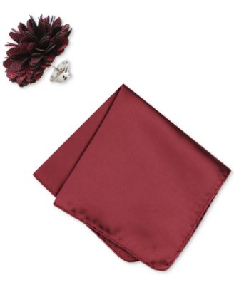 Men's Solid Pocket Square & Lapel Pin Set