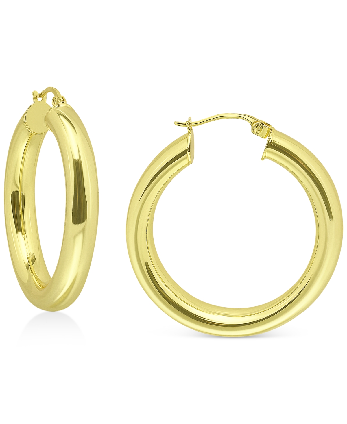 Medium Tube Hoop Earrings in Gold Over Silver, 1.1", Created for Macy's - Gold Over Silver