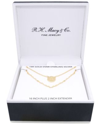 Initial Disc Layered Pendant Necklace in 18k Gold-Plated Sterling Silver, Created for Macy's