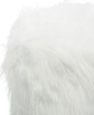 Polyester Stool with Faux Fur, 19" x 19" x 16"