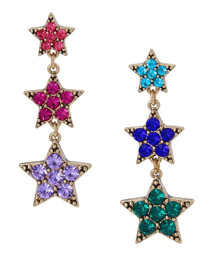 Betsey Johnson Star Mismatched Linear Earrings Macy s