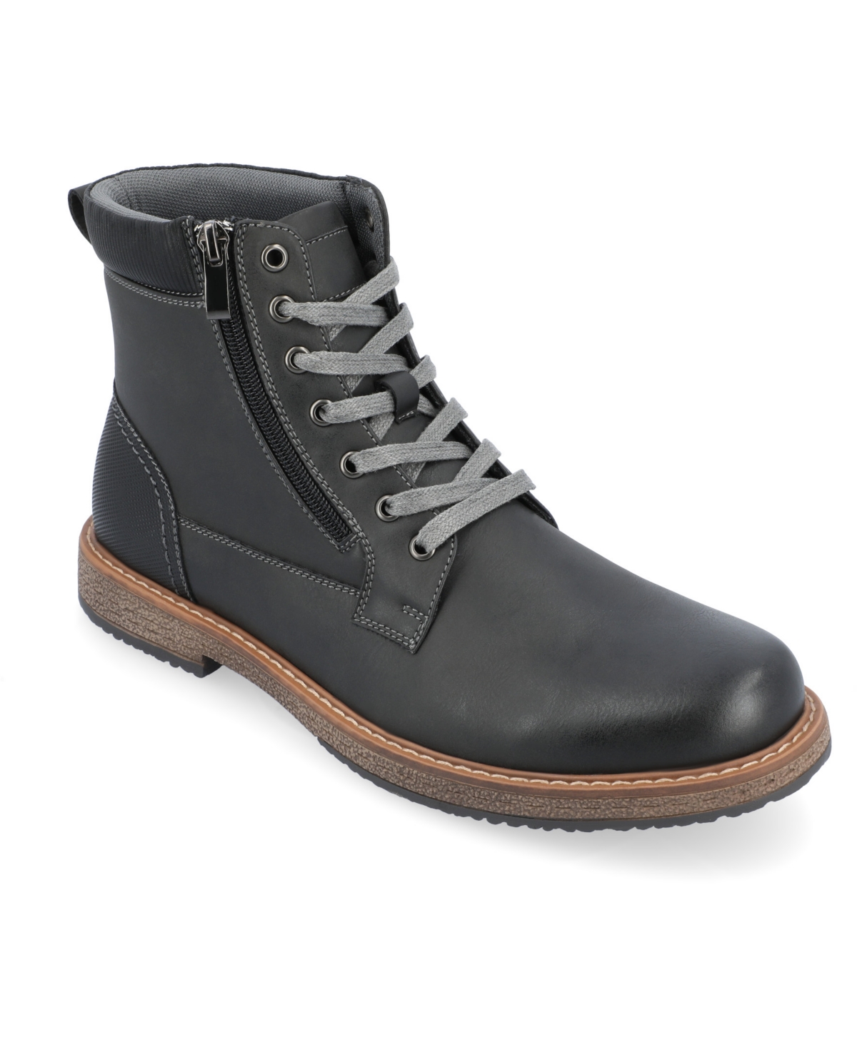 Shop Vance Co. Men's Metcalf Tru Comfort Foam Lace-up Round Toe Ankle Boot In Charcoal