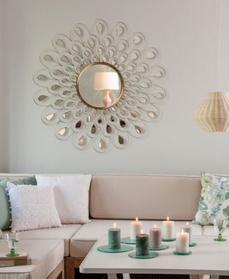 'Flower Burst' Bling Round Wall Mirror, 36" x 36"