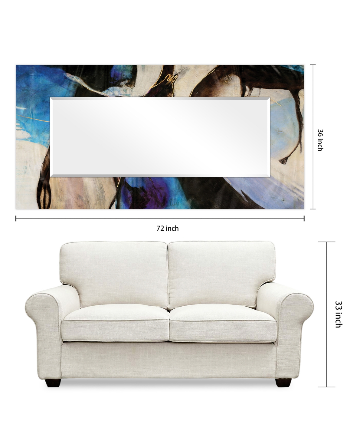 Empire Art Direct 'Motivos' Rectangular On Free Floating Printed Tempered Art Glass Beveled Mirror,