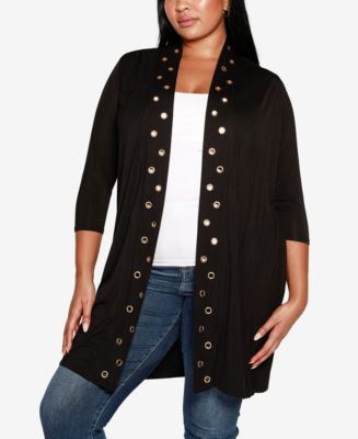 Belldini Plus Size Grommet-Trim Duster Cardigan Sweater - Macy's