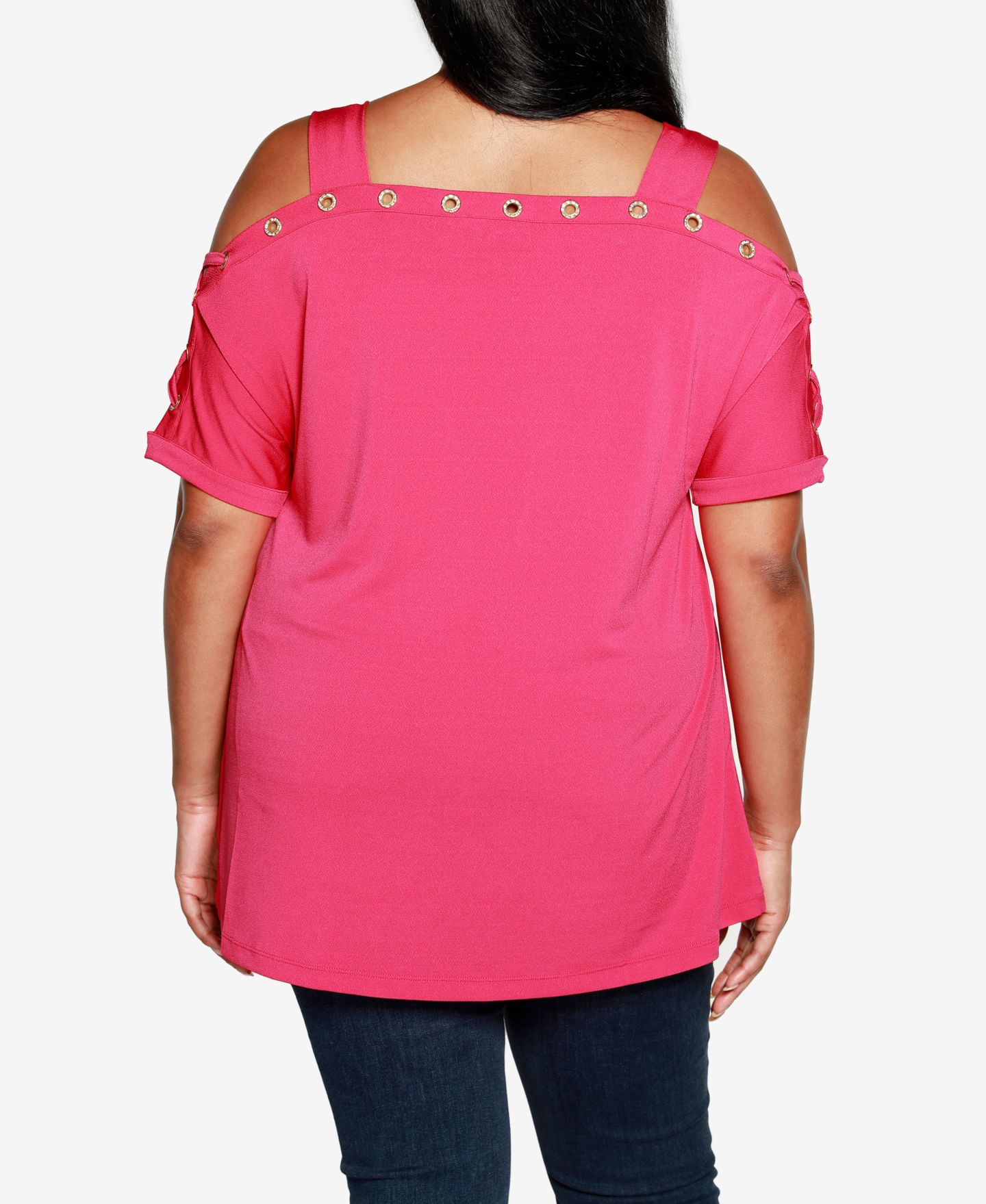 Женский топ Belldini Plus Size Cold Shoulder, цвет: Azalea — фото 2