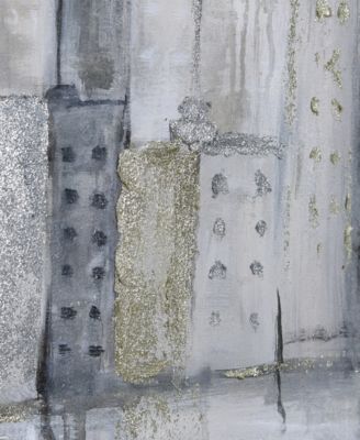 Foggy City Textured Metallic Hand Painted Canvas Wall Art, 30" x 40"