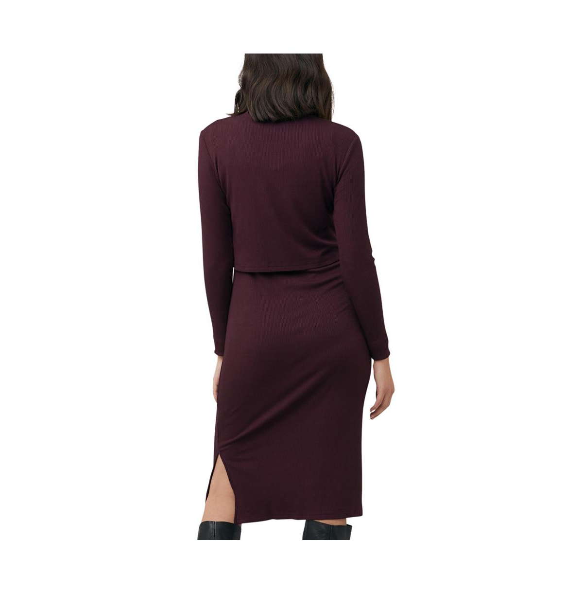 Ripe Maternity Maternity Ruby Rib Nursing Dress- Maroon