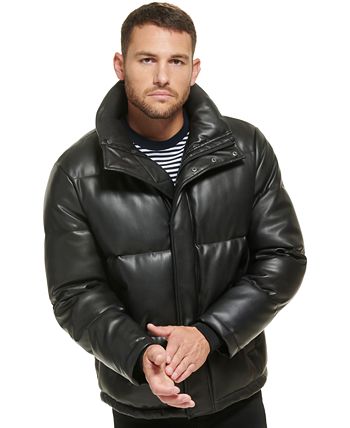 Calvin Klein Plus Size Knit Detail Women's Leather Jacket Black