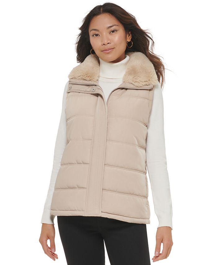 Calvin Klein Faux Fur Collar Puffer Vest & Reviews - Coats & Jackets - Women  - Macy's
