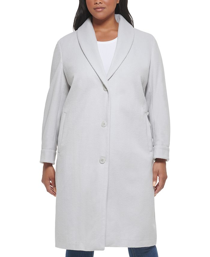 Calvin Klein Women's Walker Coat, Created for Macy's - Light Grey Melange - Size L