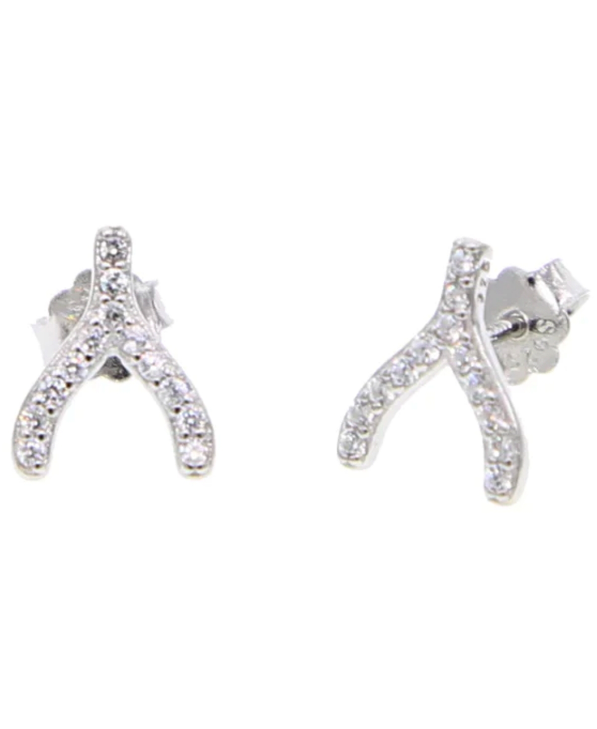 Women's Wishbone Stud Earrings - Silver Plated
