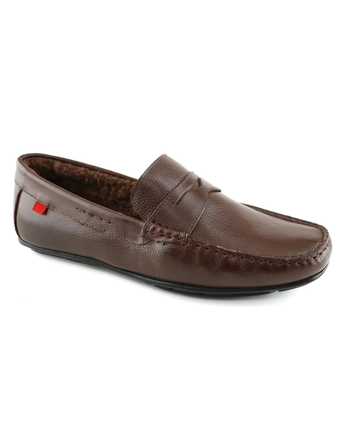 Marc Joseph New York Prospect Park Genuine Shearling Lined Driving Shoe In Brown Grainy