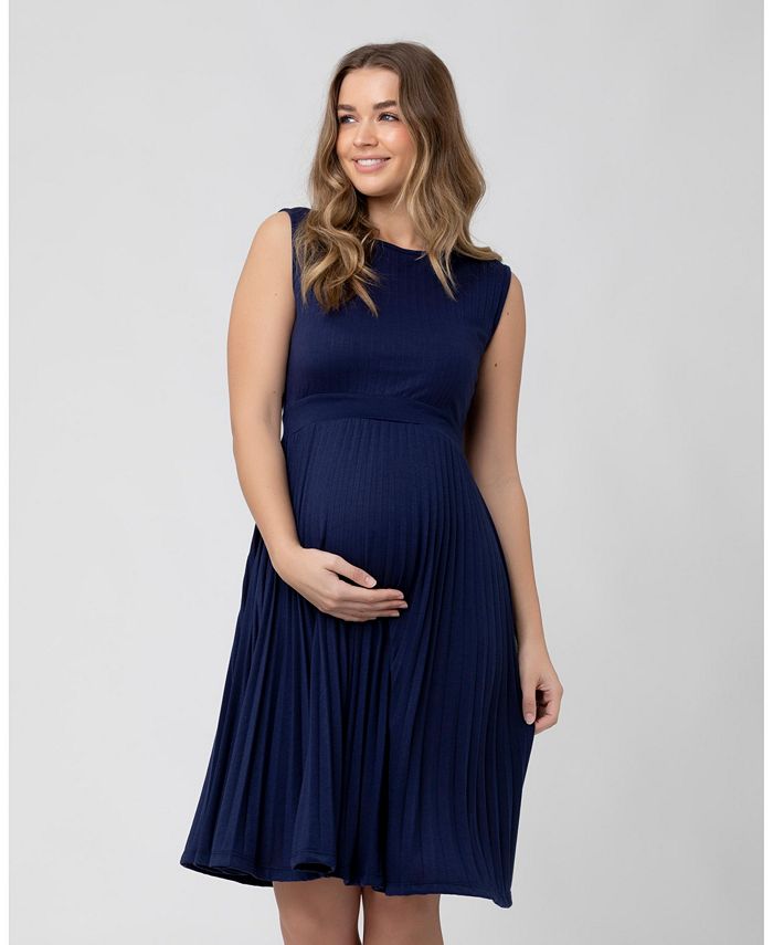 Maternity Knife Pleat Sleeveless Dress Blueprint