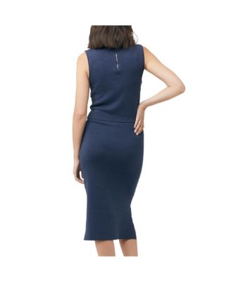 Maternity Layered Knit Sleeveless Nursing Dress Ink