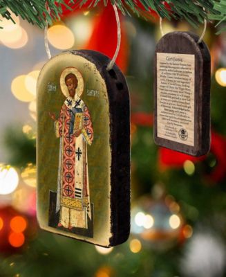 Saint Chrysostom Wooden Greek Christian Orthodox Icon Ornament