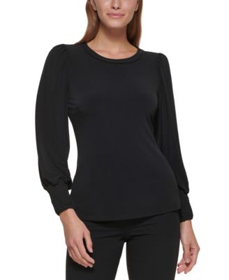 DKNY - Petite Crewneck Long-Balloon-Sleeve Top