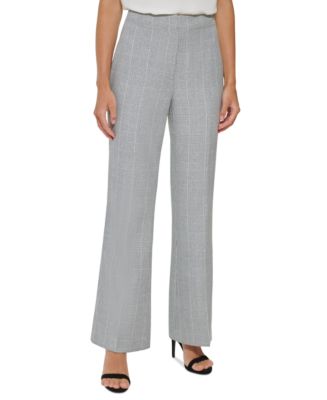 DKNY Petite High-Rise Front-Zip Wide-Leg Pants - Macy's