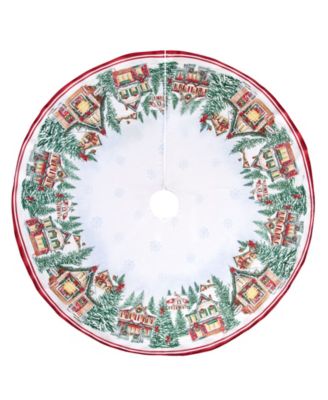 Elrene Storybook Christmas Village Holiday Tree Skirt