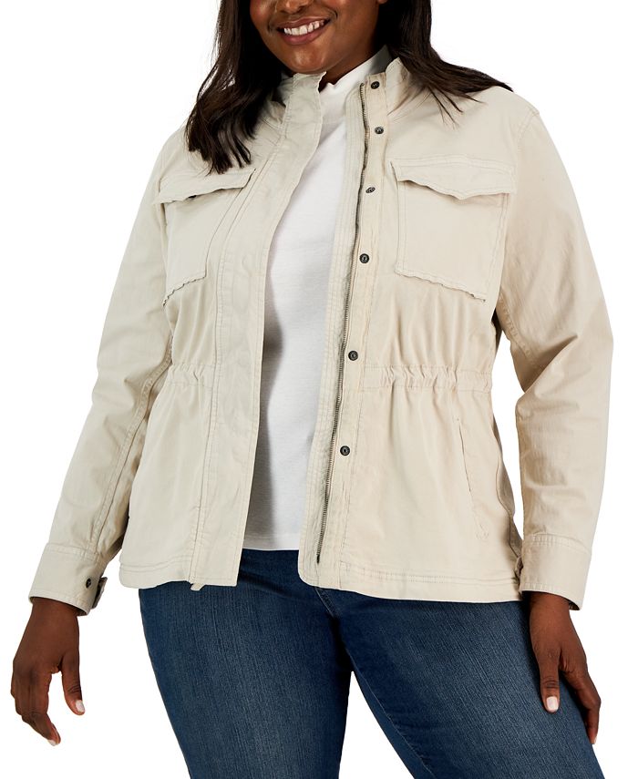 Style & Co Plus Size Cotton Utility Jacket, Created for Macy's - Macy's