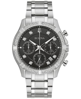 Bulova Men's Chronograph Classic Diamond (1 8 Ct. T.w.) Stainless Steel 