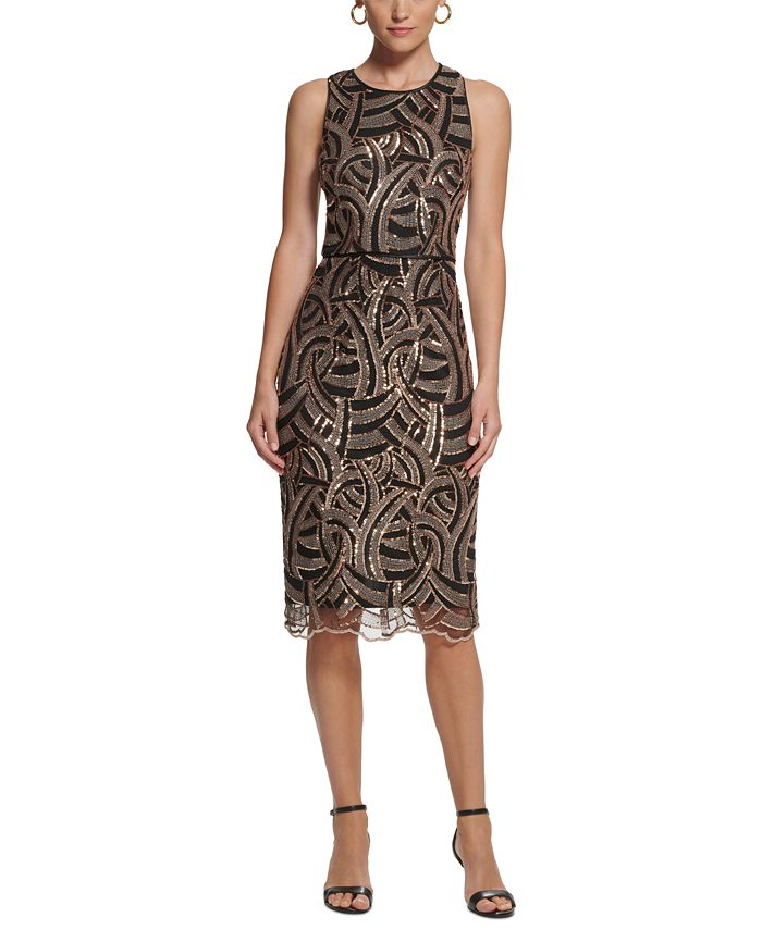 Vince Camuto Petite Sequined Back-Cutout Bodycon Dress - Macy's