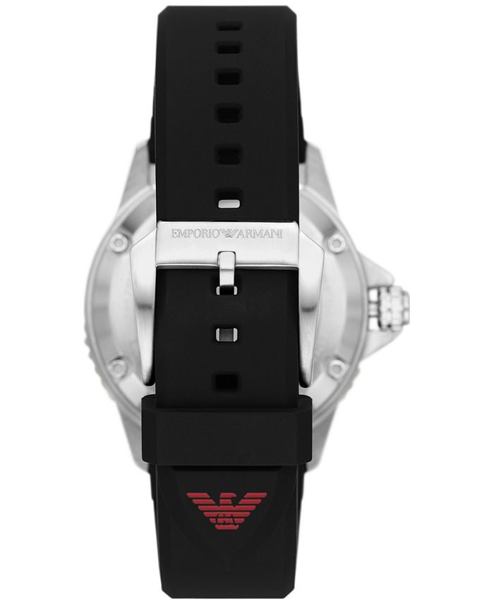 Emporio Armani Men's Automatic Black Silicone Strap Watch 42mm - Macy's