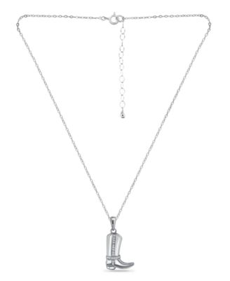 Cubic Zirconia Cowboy Boot Pendant in Sterling Silver