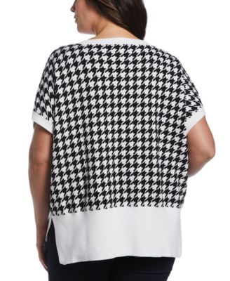 Plus Size Houndstooth Vest Sweater