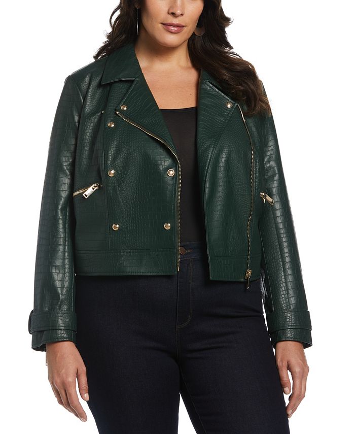 ELLA Rafaella Plus Size Faux Leather Moto Jacket - Macy's