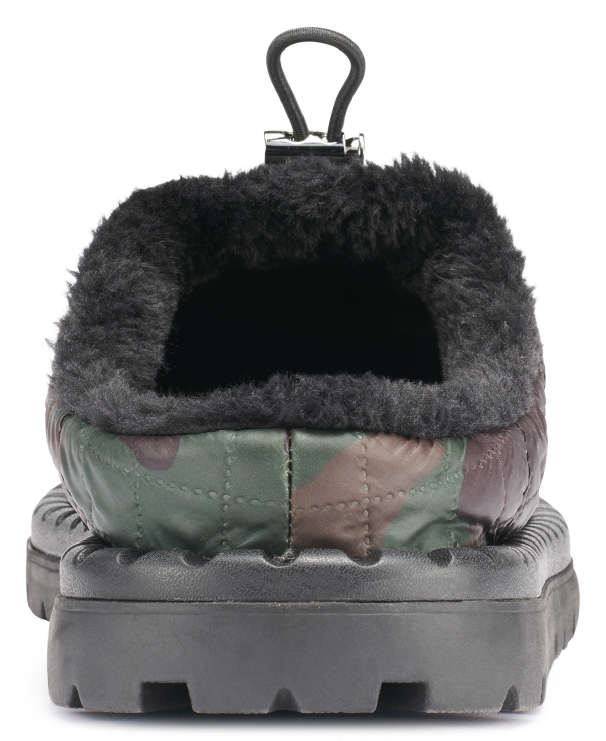 Karl Lagerfeld Men's Faux Fur Lined Quilted Toggle Slip On with Front Logo Plaque Slippers