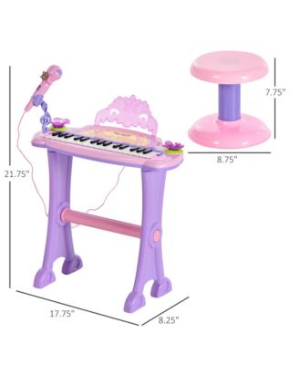 Kids Piano Keyboard Drum Set with Sounds, Microphone, Stool