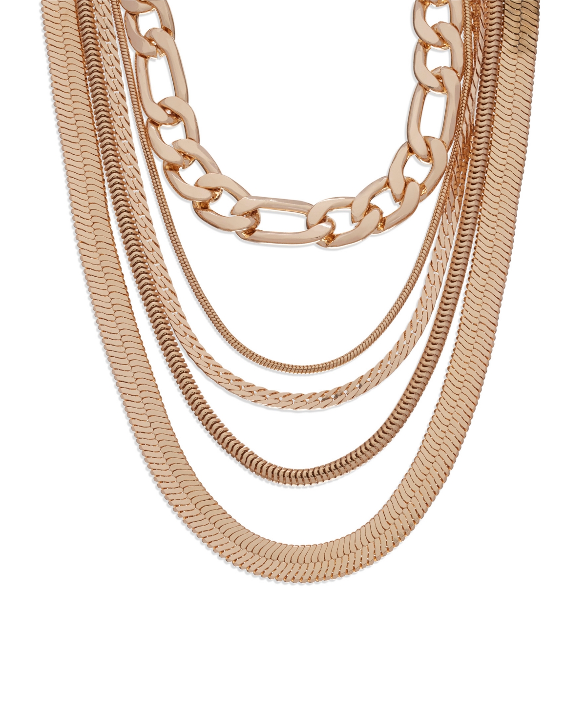 Mixed Layered Chain Necklace - Gold-Tone