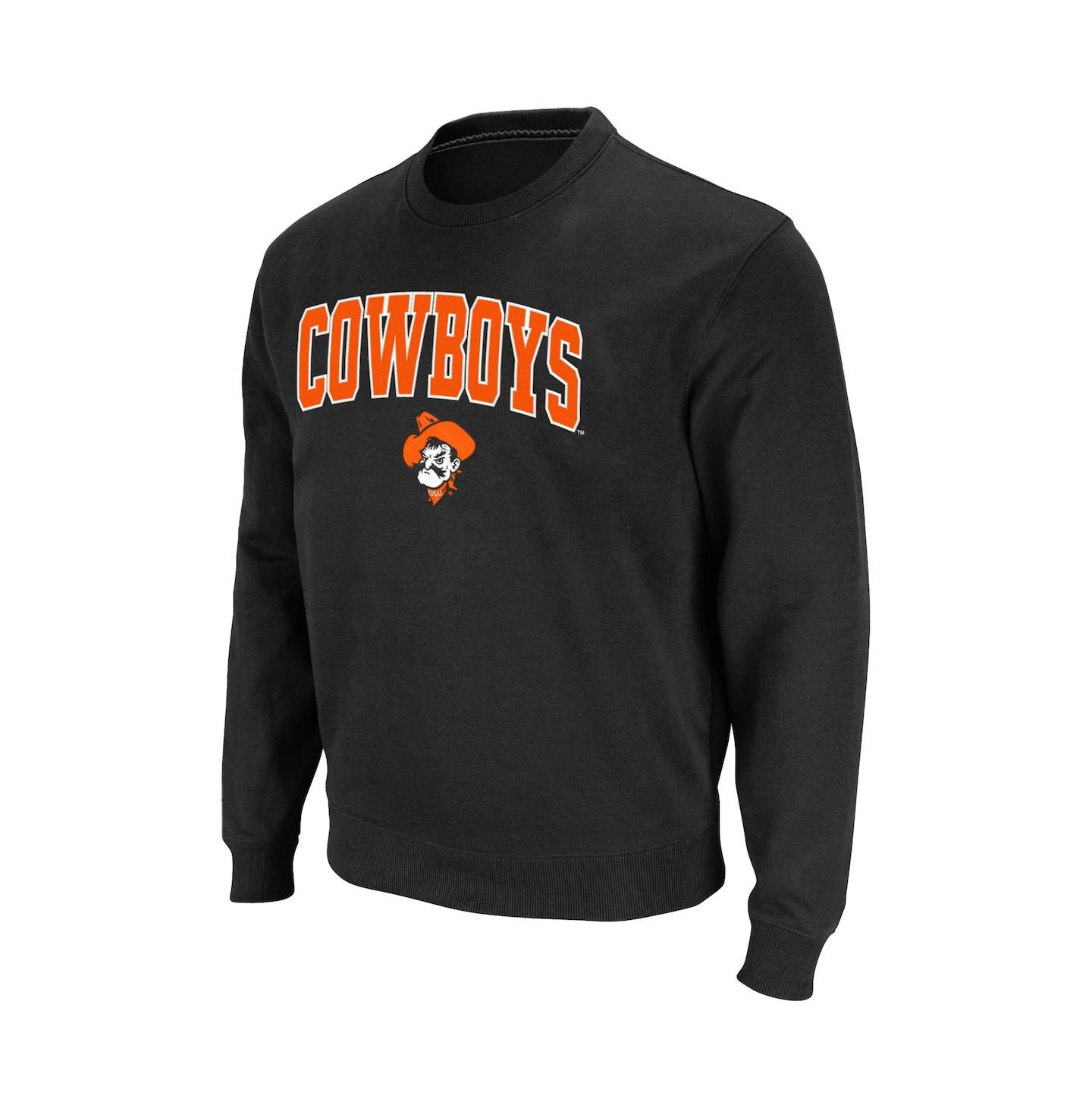 Мужская толстовка Colosseum Oklahoma State Cowboys Arch and Logo Crew Neck, цвет: Чёрный — фото 2