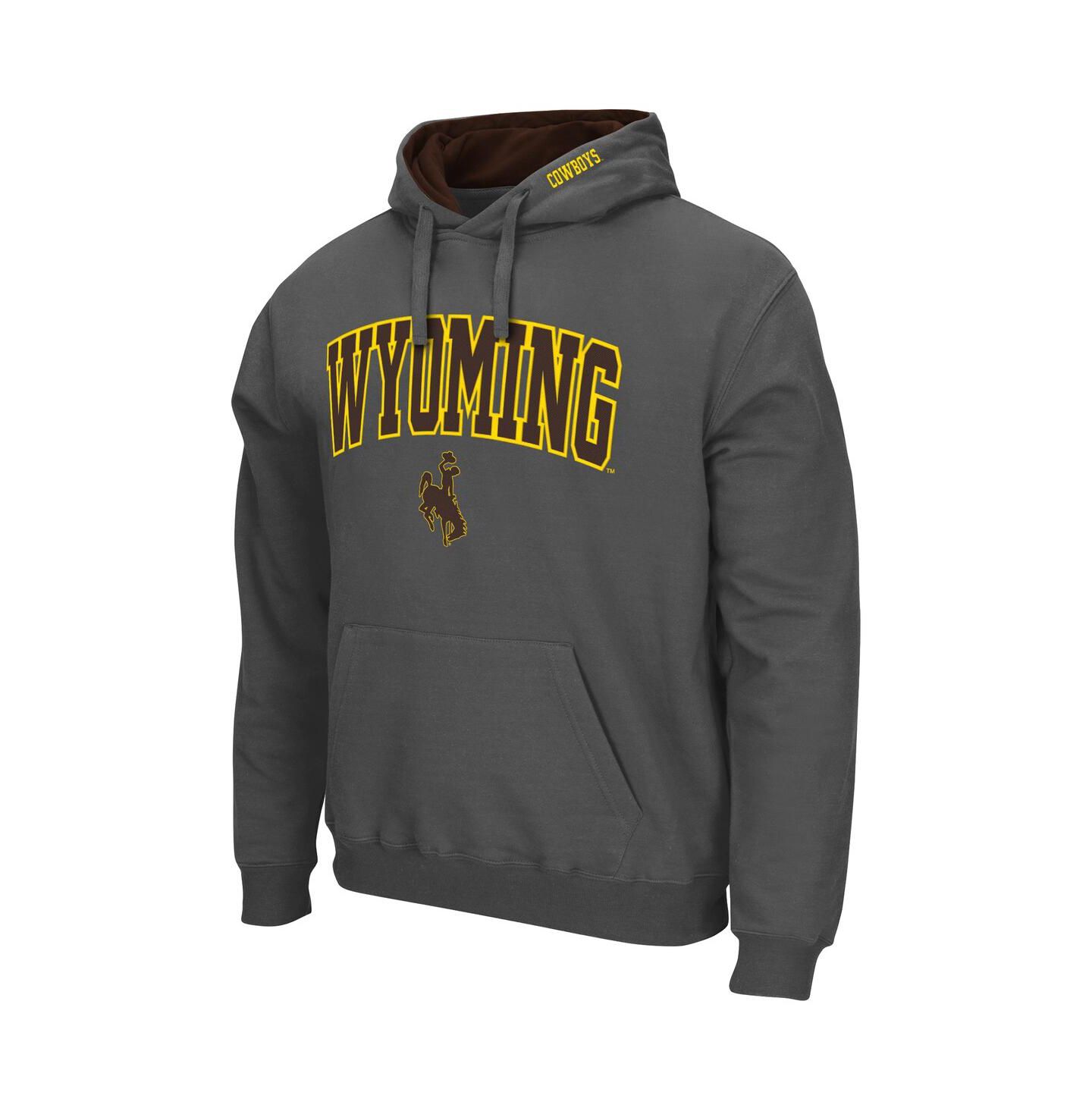 Мужское худи Colosseum Wyoming Cowboys Arch and Logo Pullover, цвет: Угольный — фото 3