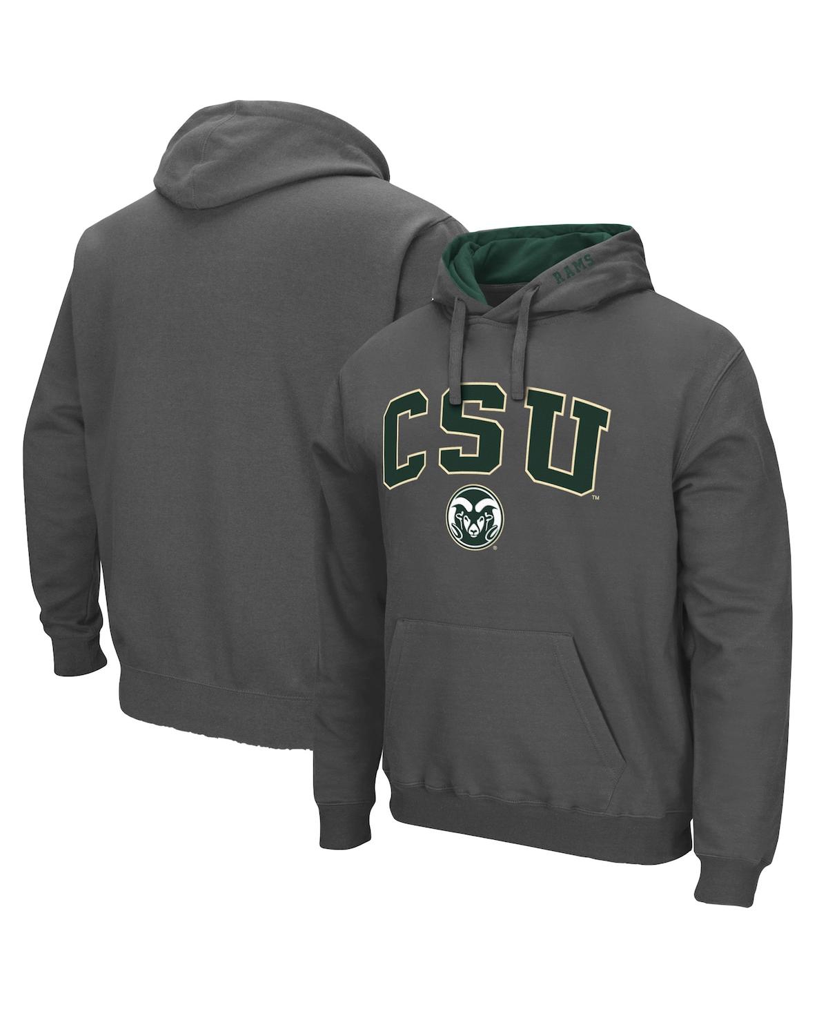 Colosseum Heathered Gray Colorado State Rams Arch And Logo Pullover Hoodie In Heathered Gray