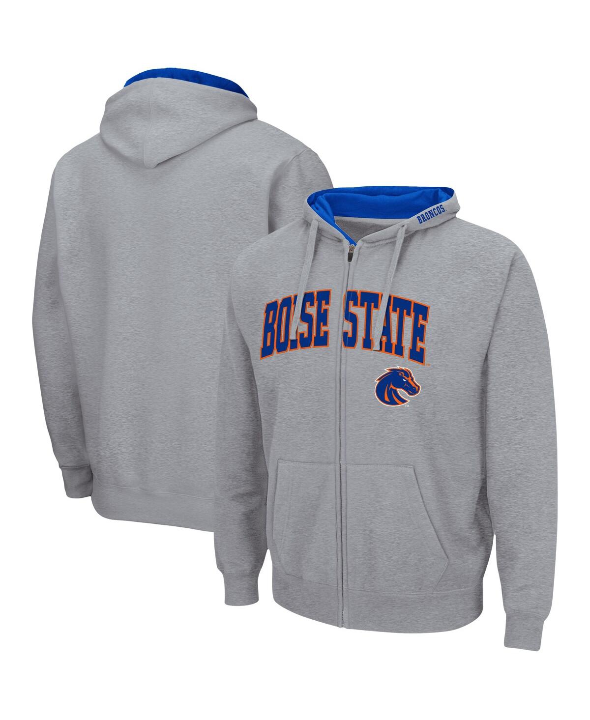 COLOSSEUM MEN'S COLOSSEUM HEATHERED GRAY BOISE STATE BRONCOS ARCH AND LOGO 3.0 FULL-ZIP HOODIE