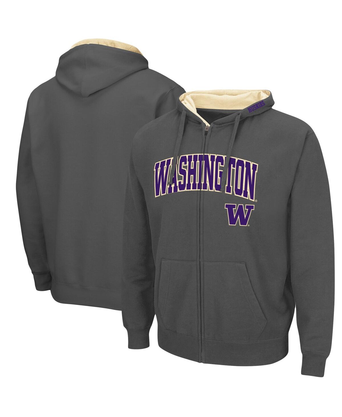 Colosseum Men's  Charcoal Washington Huskies Arch & Logo 3.0 Full-zip Hoodie In Charcoal