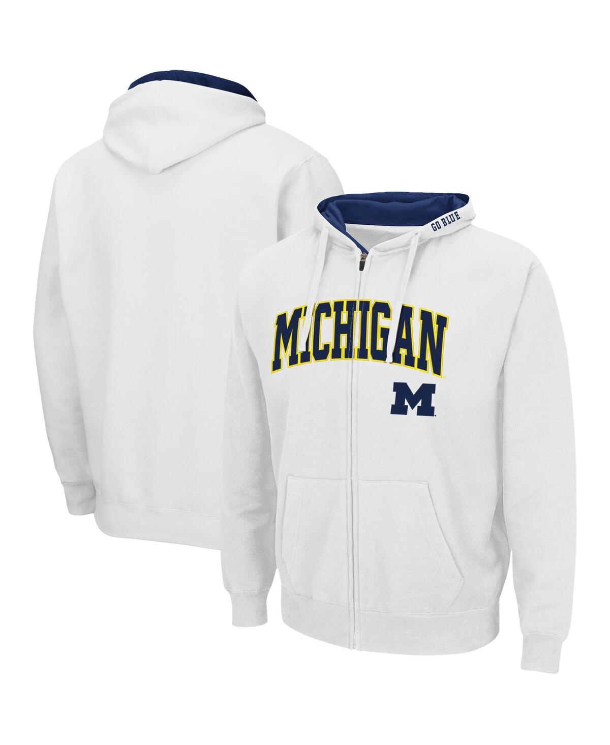 Shop Colosseum Men's  White Michigan Wolverines Arch And Logo 3.0 Full-zip Hoodie