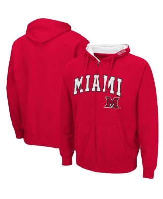 Men's Red Miami University RedHawks Arch and Logo 3.0 Full-Zip Hoodie