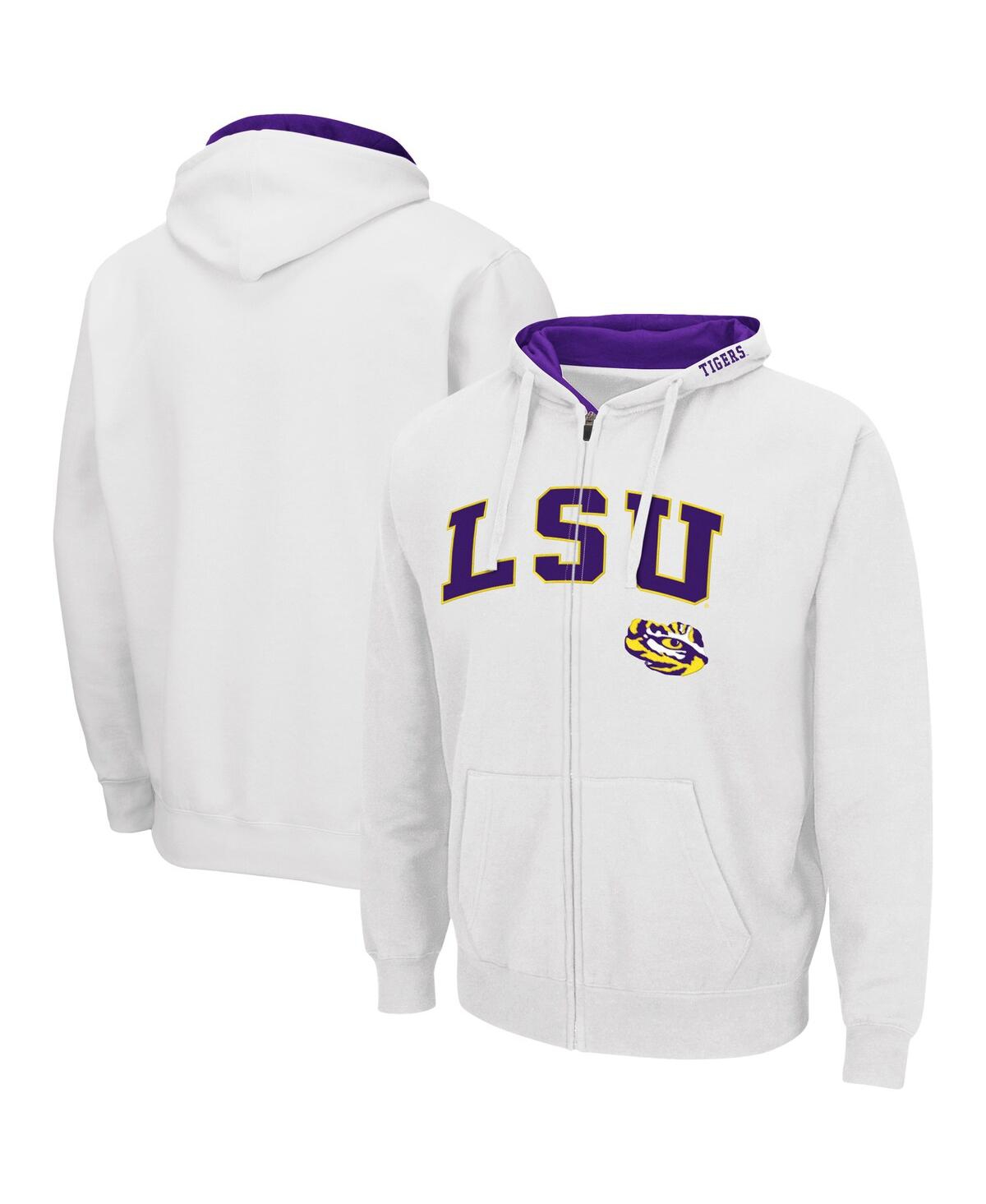 Colosseum Men's  White Lsu Tigers Arch And Logo 3.0 Full-zip Hoodie