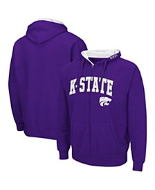 Men's Purple Kansas State Wildcats Arch and Logo 3.0 Full-Zip Hoodie