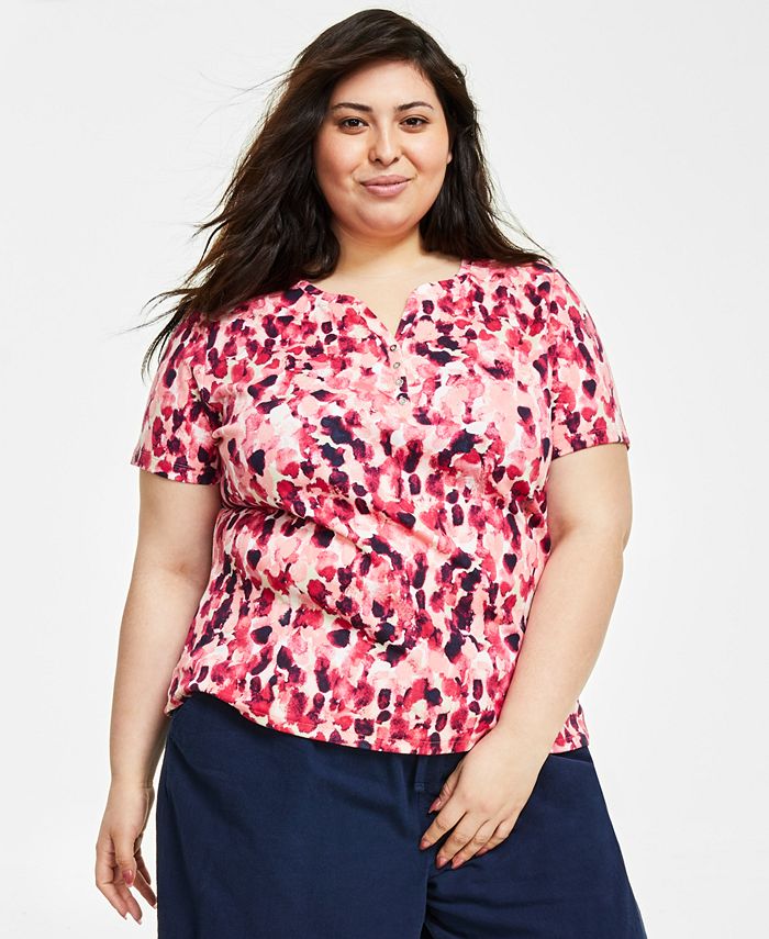 Macy s red sales plus size tops