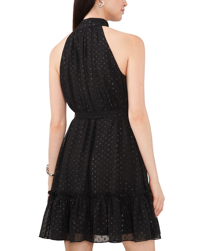 MSK Women's High-Neck Sleeveless Ruffled Fit & Flare Dress - Macy's